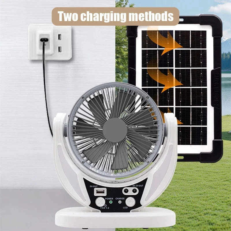 Solar Multifunction Fan with LED Light & USB Phone Charging-1pcs / United States