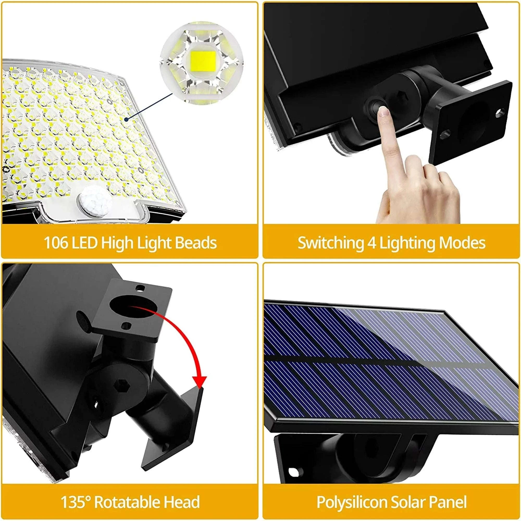 Solar Outdoor Lights with Motion Sensor and Remote-Warm White / 16-20W / United States