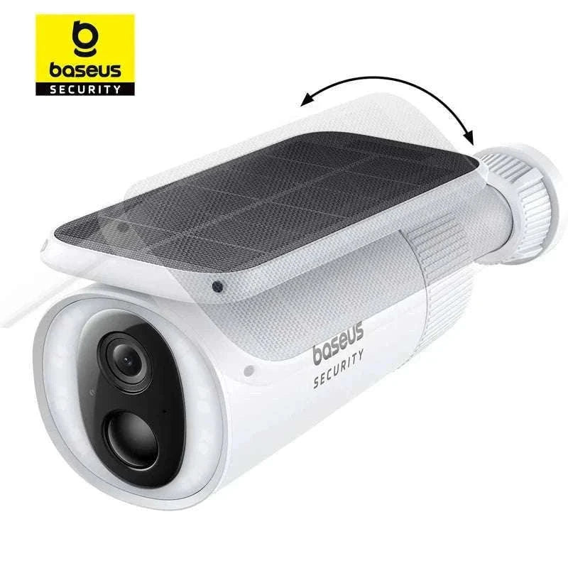 Solar Outdoor Security Camera 2K WiFi 145° Wide-Angle Night Vision-White