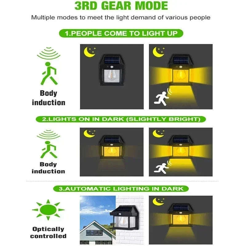 Solar Outdoor Wall Light with Motion Sensor for Automatic Night Lighting-4Pcs