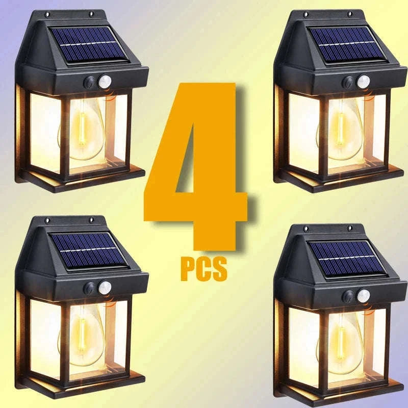 Solar Outdoor Wall Light with Motion Sensor for Automatic Night Lighting-4Pcs
