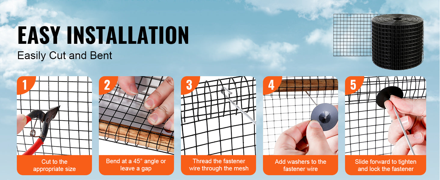 SucceBuy Solar Panel Bird Guard Critter Guard Roll Kit Stainless Steel Fastener Solar Panel Rustproof PVC Coating Wire Roll Mesh