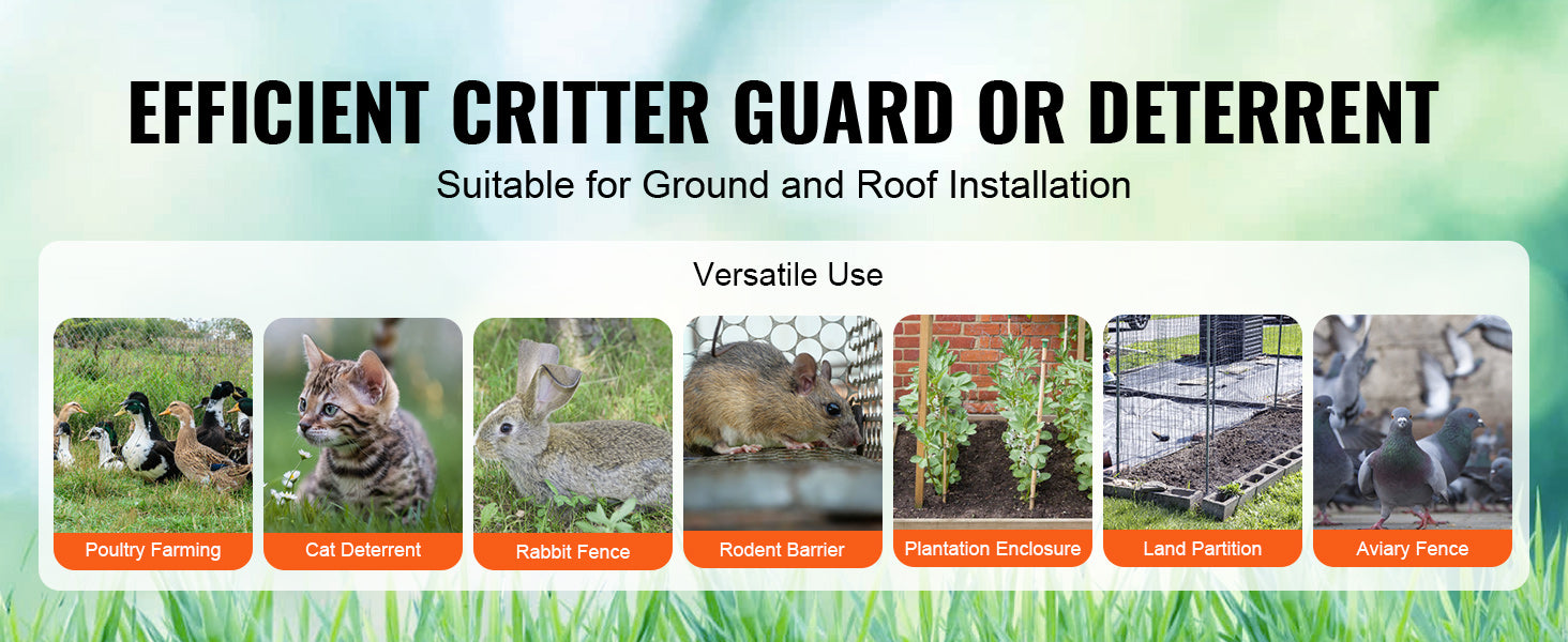 SucceBuy Solar Panel Bird Guard Critter Guard Roll Kit Stainless Steel Fastener Solar Panel Rustproof PVC Coating Wire Roll Mesh