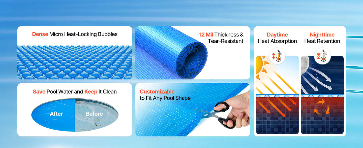 Solar Pool Cover with Bubble PE Material-18ft 16mil / United States