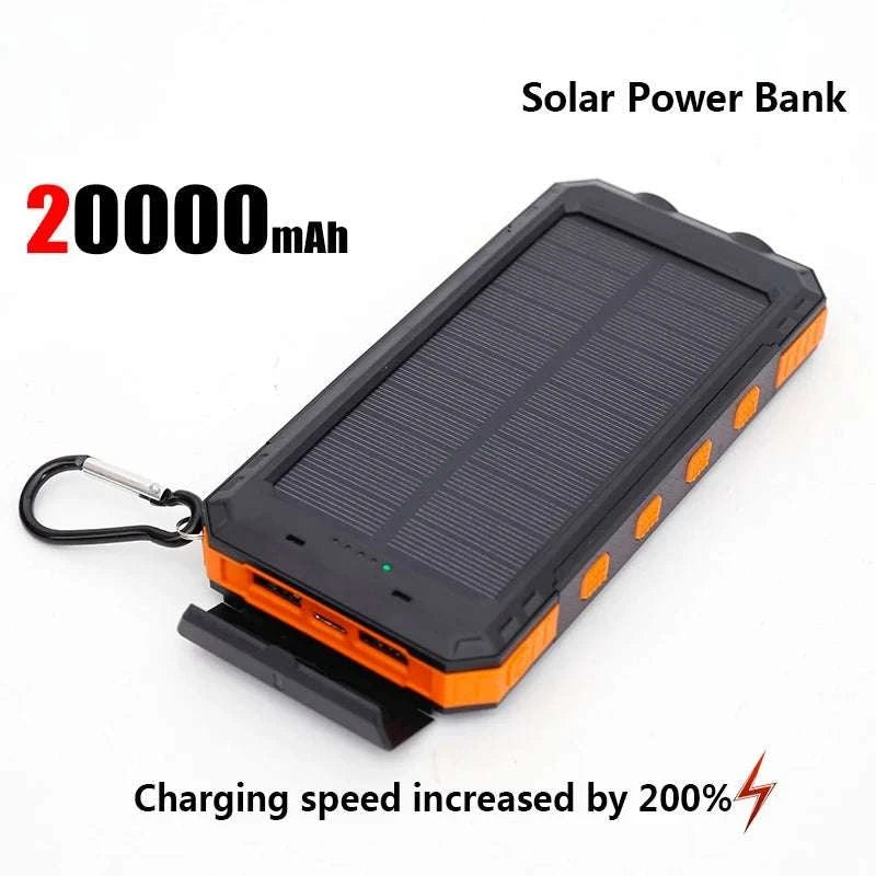 Solar Power Bank with Fast Charging and Emergency LED Light-Blue 20000mAh