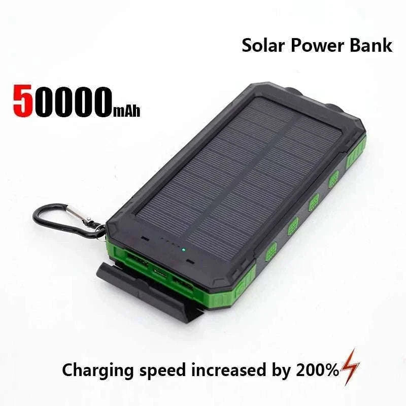 Solar Power Bank with Fast Charging and Emergency LED Light-Blue 20000mAh