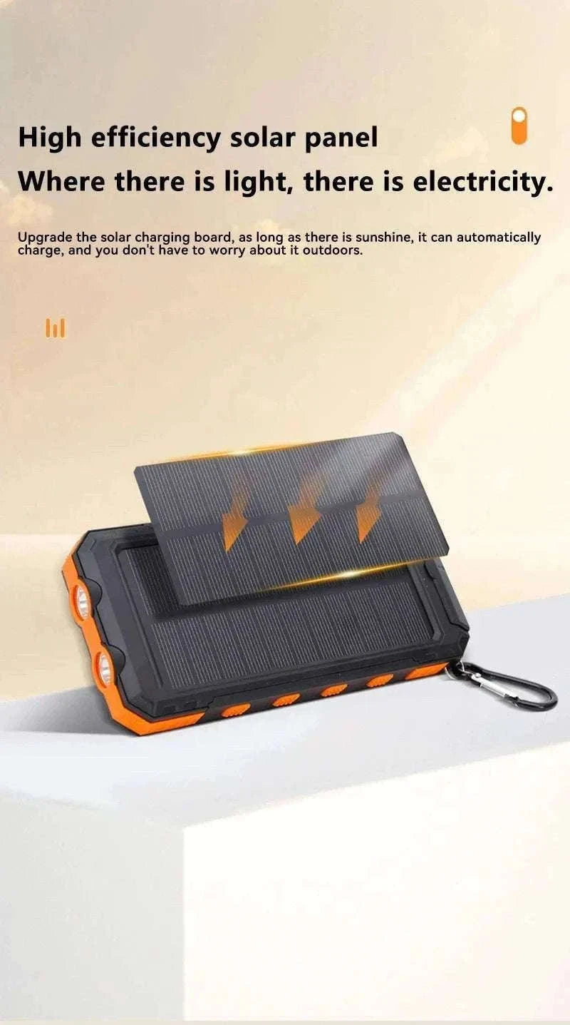 Solar Power Bank with Fast Charging and Emergency LED Light-Blue 20000mAh