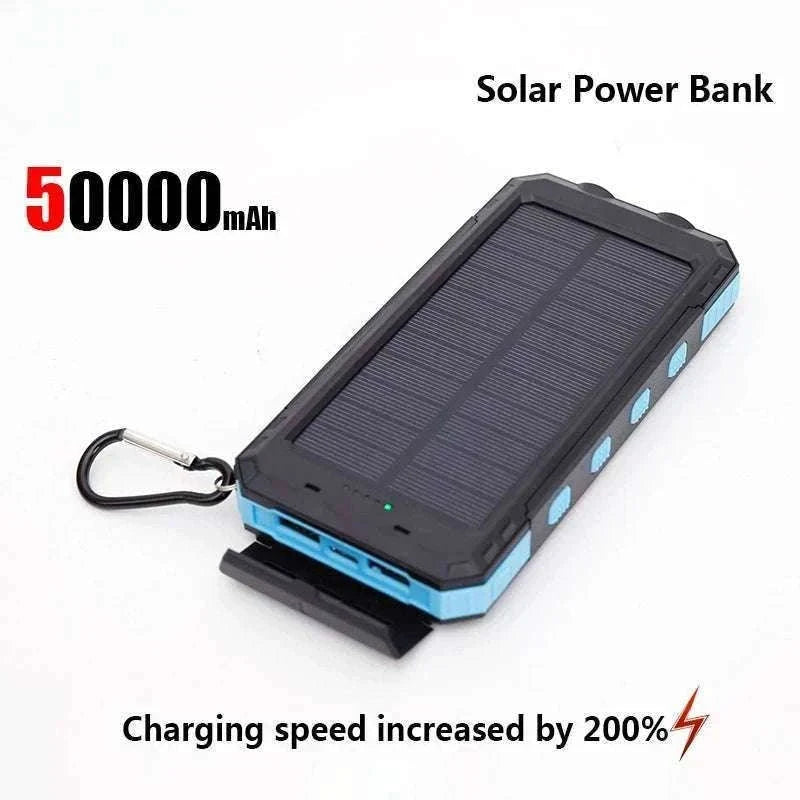 Solar Power Bank with Fast Charging and Emergency LED Light-Blue 20000mAh