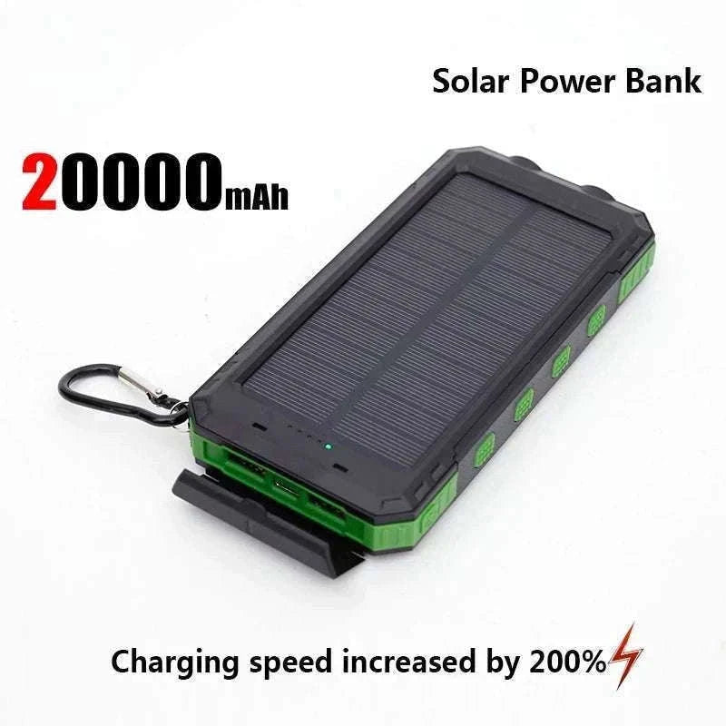 Solar Power Bank with Fast Charging and Emergency LED Light-Blue 20000mAh