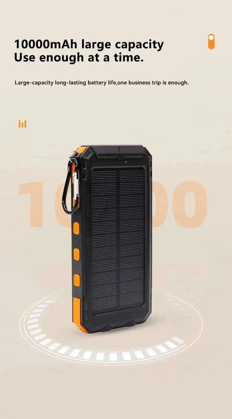 Solar Power Bank with Fast Charging and Emergency LED Light-Blue 20000mAh