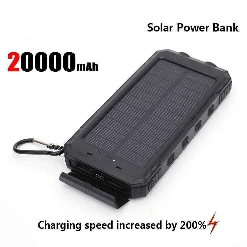 Solar Power Bank with Fast Charging and Emergency LED Light-Blue 20000mAh