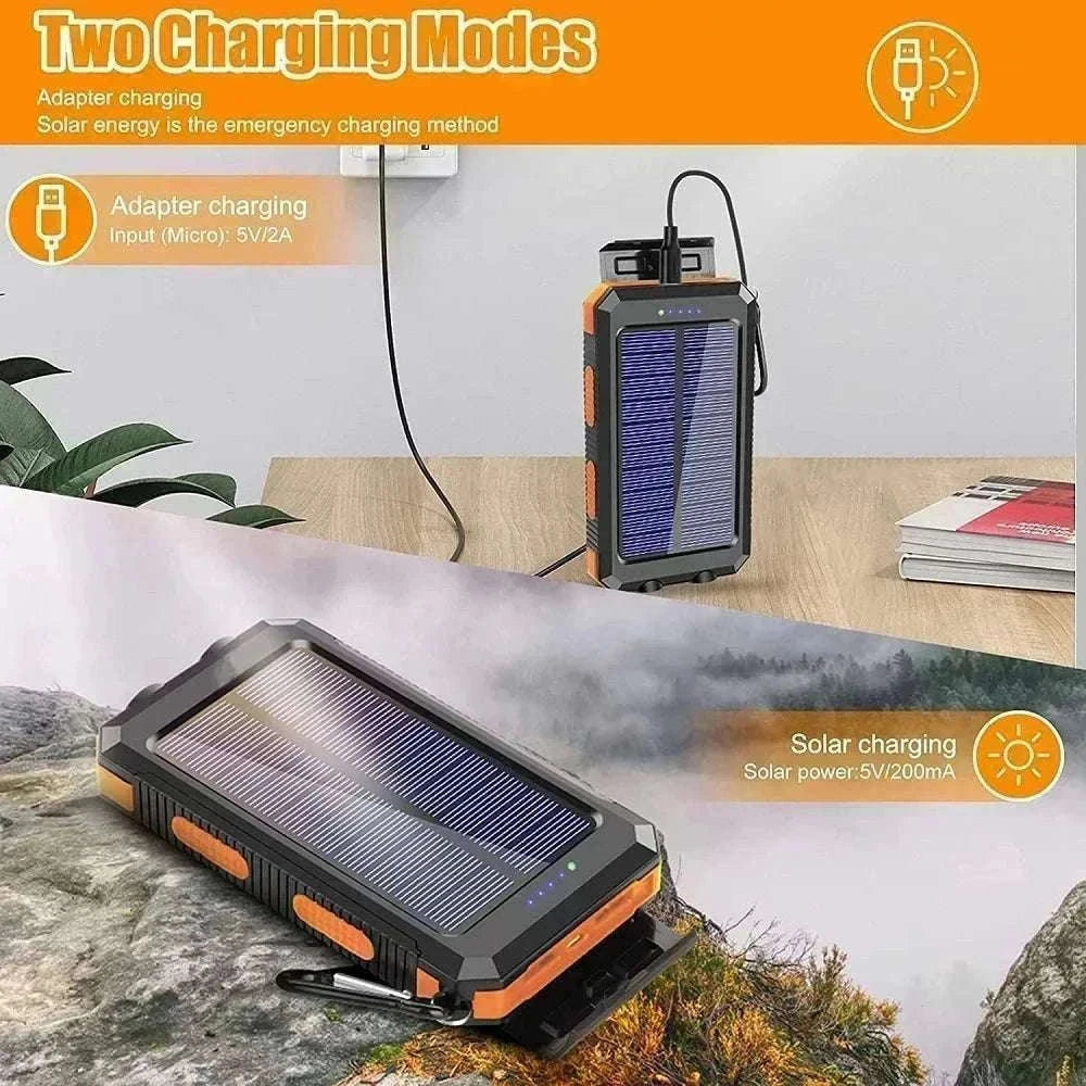 Solar Power Bank with Fast Charging and Emergency LED Light-Blue 20000mAh