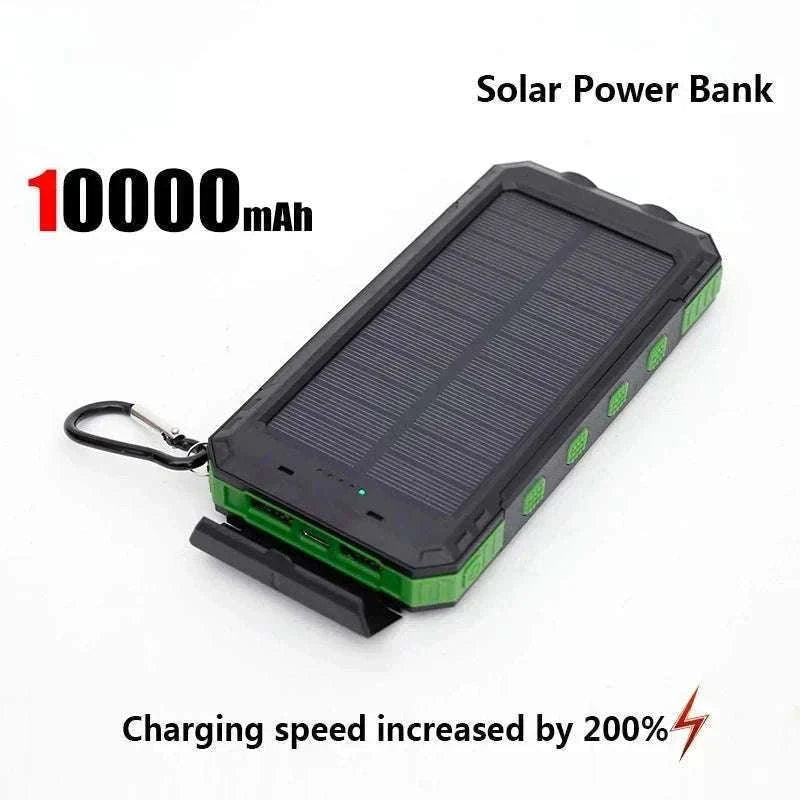 Solar Power Bank with Fast Charging and Emergency LED Light-Blue 20000mAh