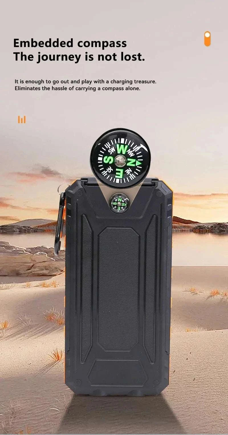 Solar Power Bank with Fast Charging and Emergency LED Light-Data Cable