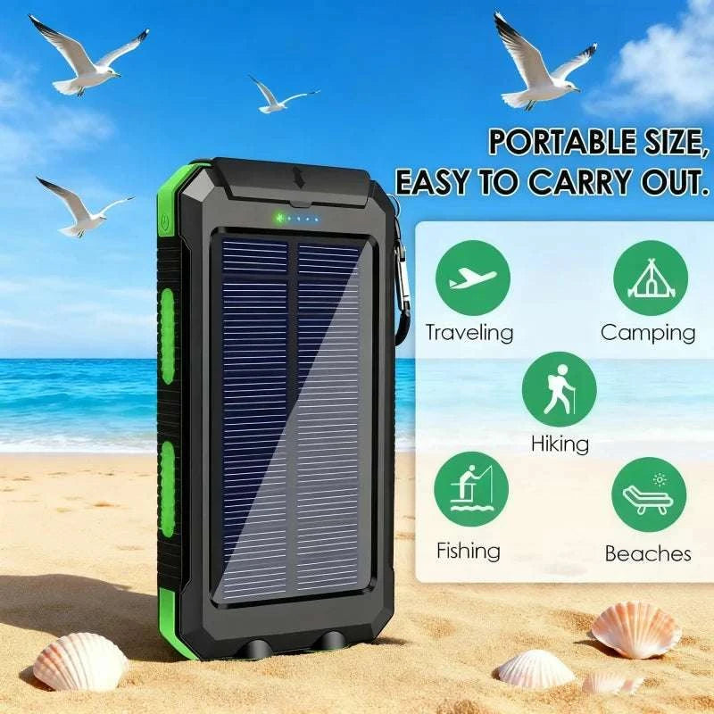 Solar Power Bank with Fast Charging and Emergency LED Light-Data Cable