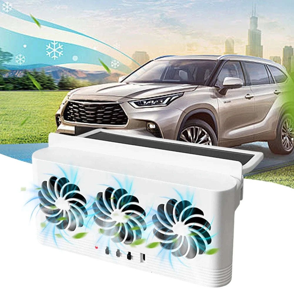 Solar Powered Car Exhaust Fan for Fresh Air and Cooling-Black / United States