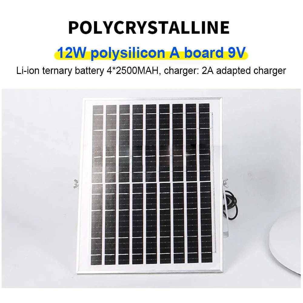 Solar Powered Floor Fan with 12H Runtime, LED Light & USB Port-solar fan