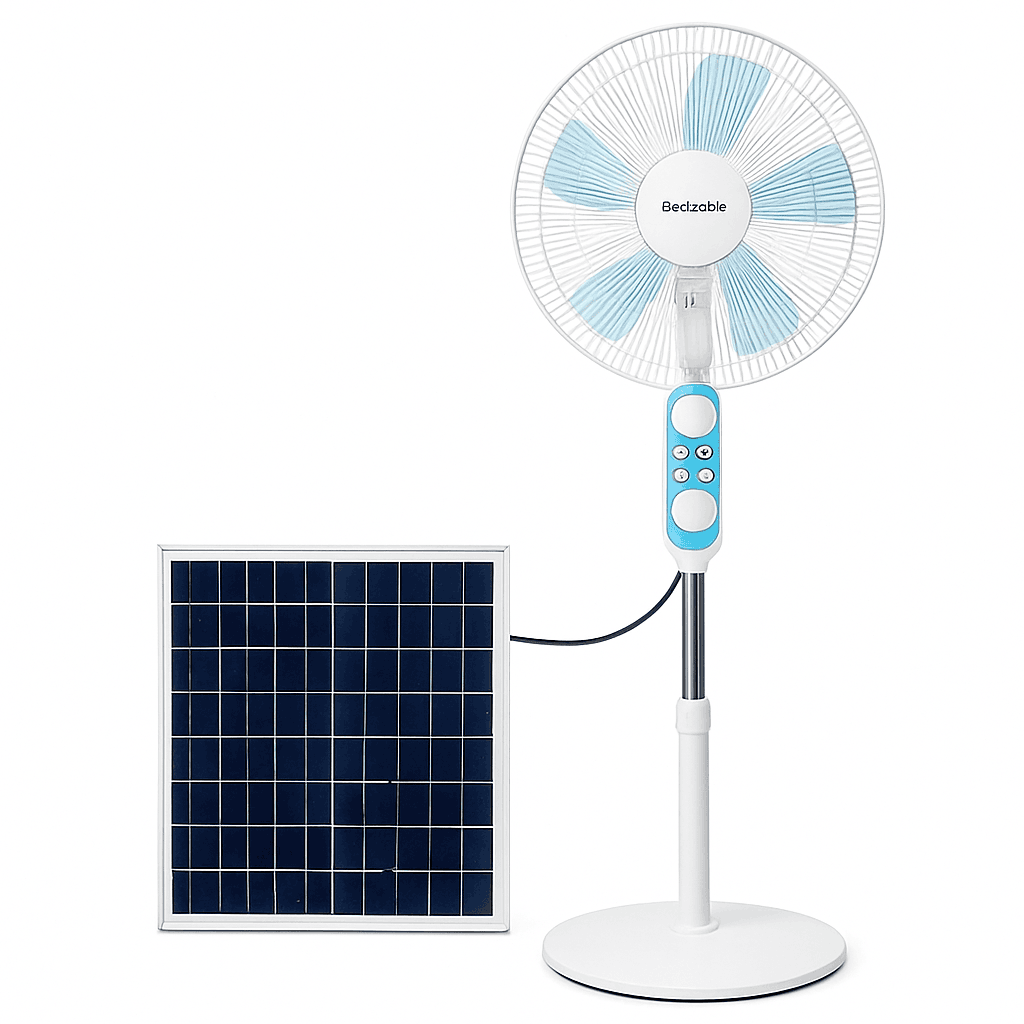 Solar Powered Floor Fan with Remote, 12H Runtime & LED Light-solar fan