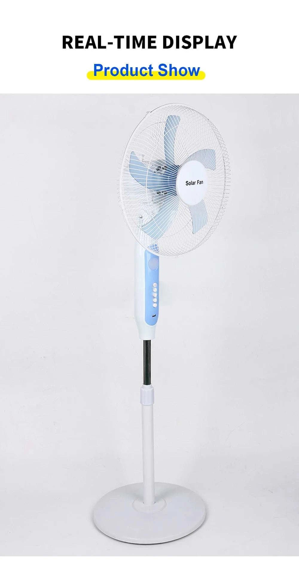 Solar Powered Floor Fan with Remote, 12H Runtime & LED Light-solar fan
