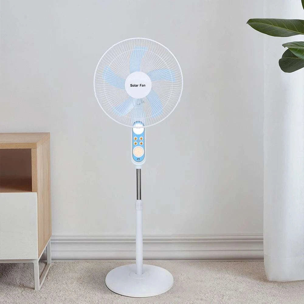 Solar Powered Floor Fan with Remote, 12H Runtime & LED Light-solar fan
