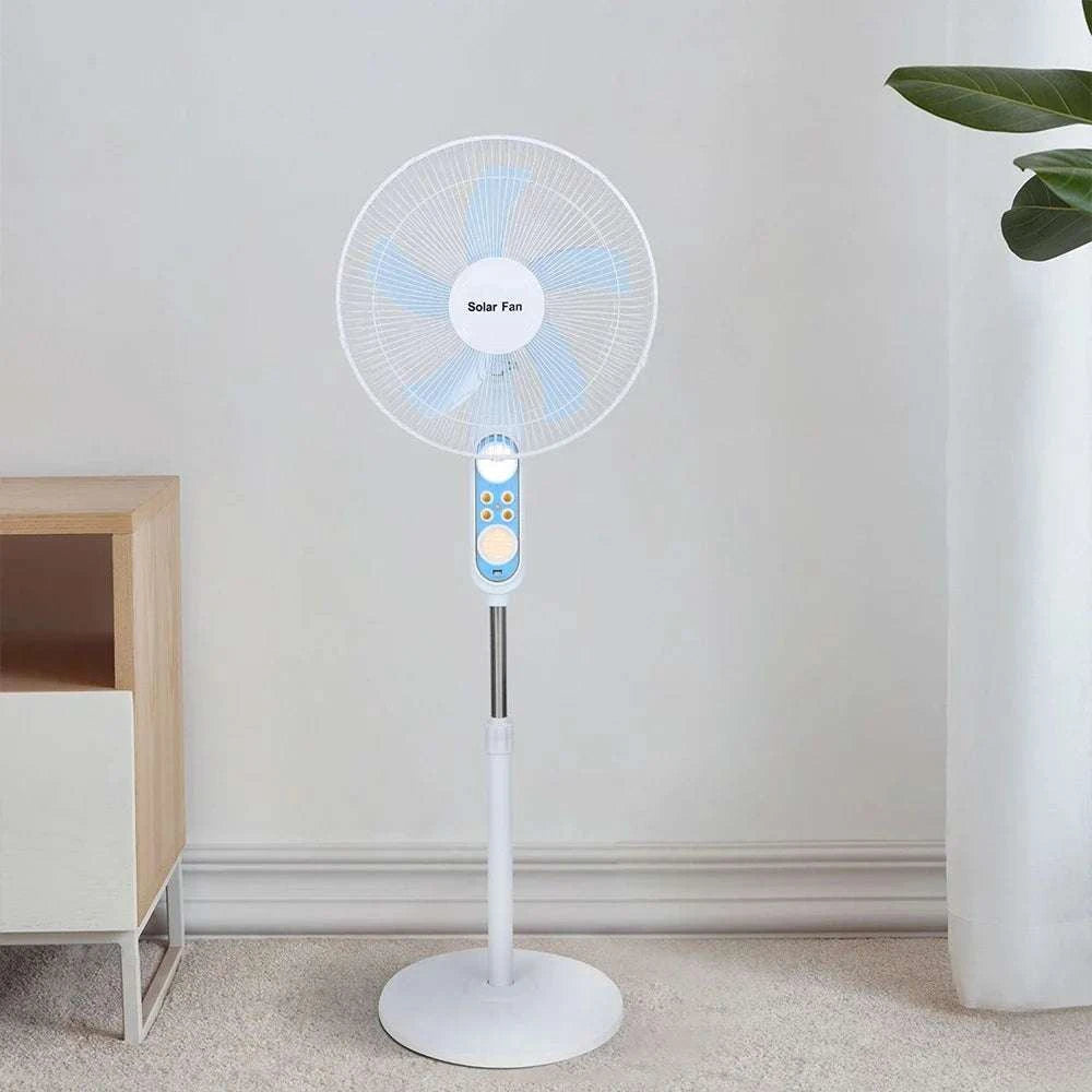 Solar Powered Floor Fan with Remote, 12H Runtime & LED Light-solar fan