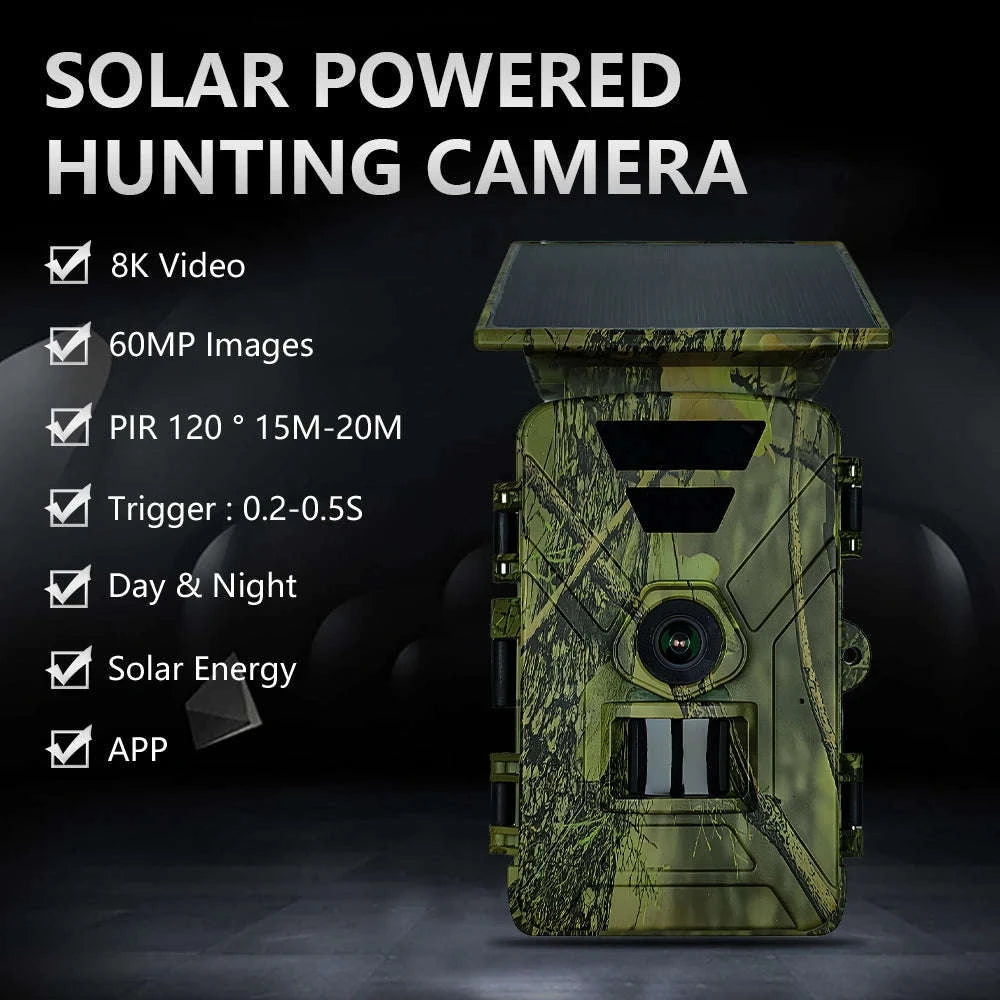 Solar Powered Trail Camera with 8K Video and 60MP Photos-Default Title