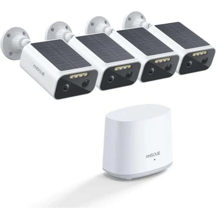 Solar-Powered Wireless Outdoor Security Camera System with 2K Color Night Vision-United States / 4CameraKit