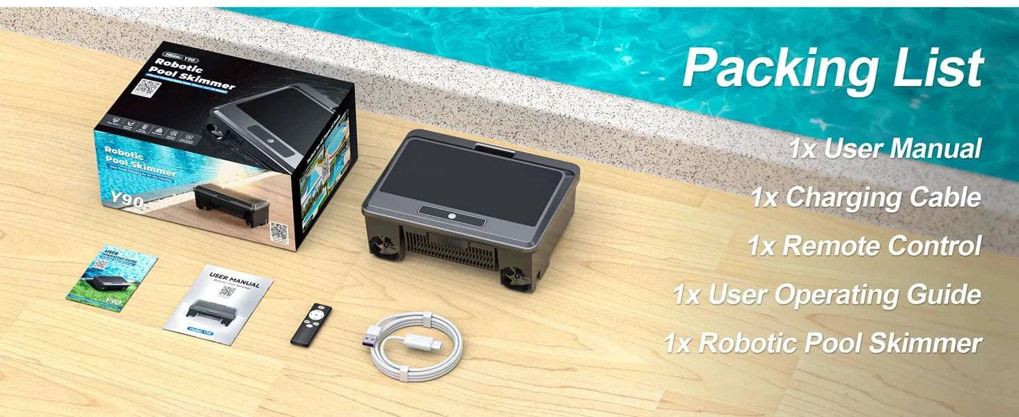 Solar Robotic Pool Cleaner Surface Skimmer with Remote Control-Y90 / United States