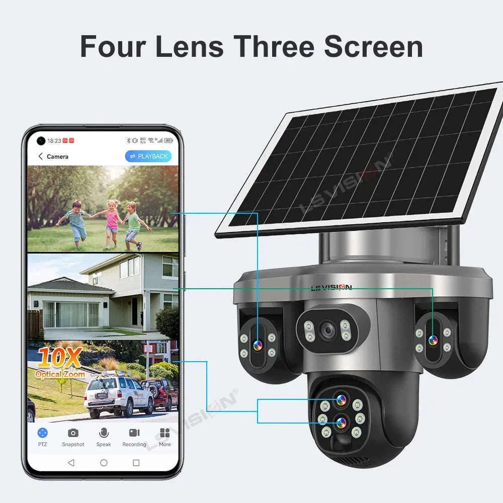 Solar Security Camera 20MP 10X Optical Zoom PTZ IP66-4G 10X Zoom No Card / Poland