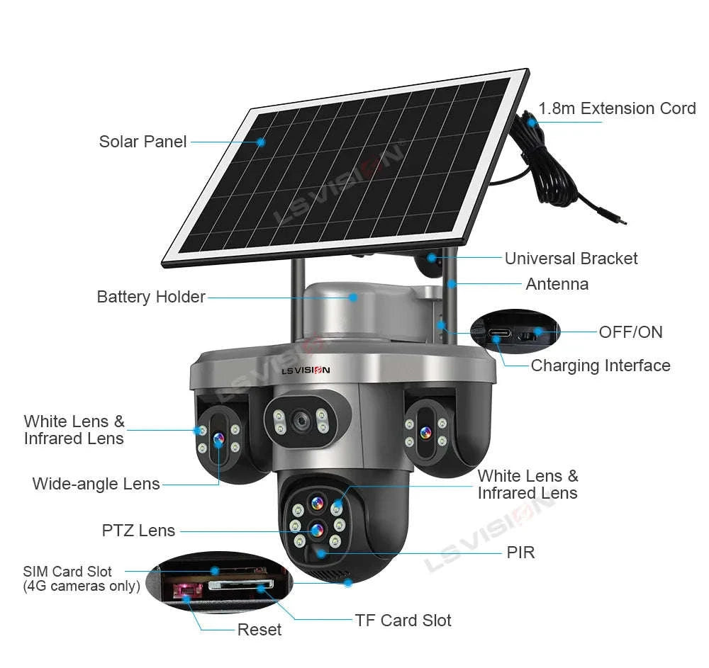Solar Security Camera 20MP 10X Optical Zoom PTZ IP66-4G 10X Zoom No Card / Poland
