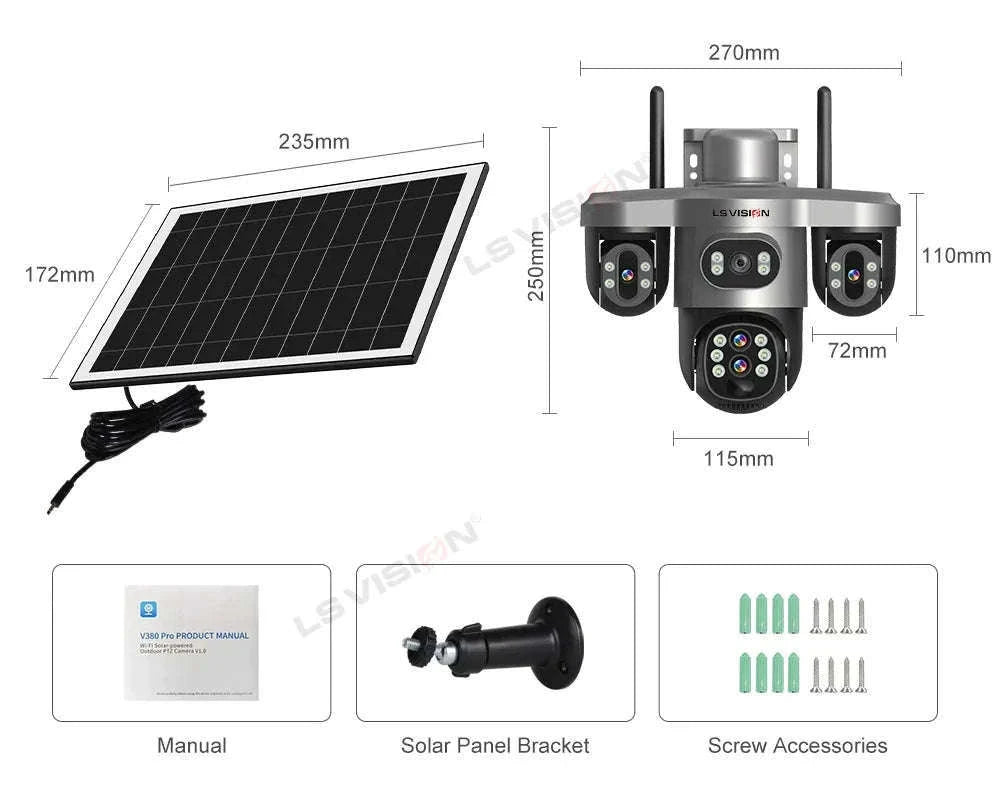 Solar Security Camera 20MP 10X Optical Zoom PTZ IP66-4G 10X Zoom No Card / Poland