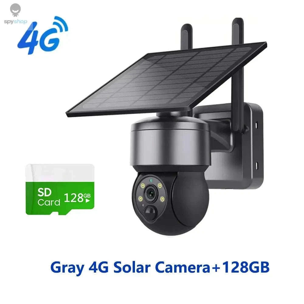 Solar Security Camera 4G/WiFi Outdoor PTZ with Audio-Gray WIFI Cam / CHINA