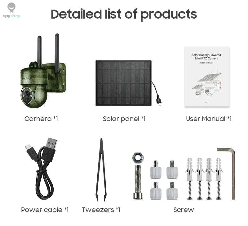 Solar Security Camera – 4G & WiFi Outdoor PTZ with Solar Power and Two‑Way Audio-Gray WIFI Cam / CHINA