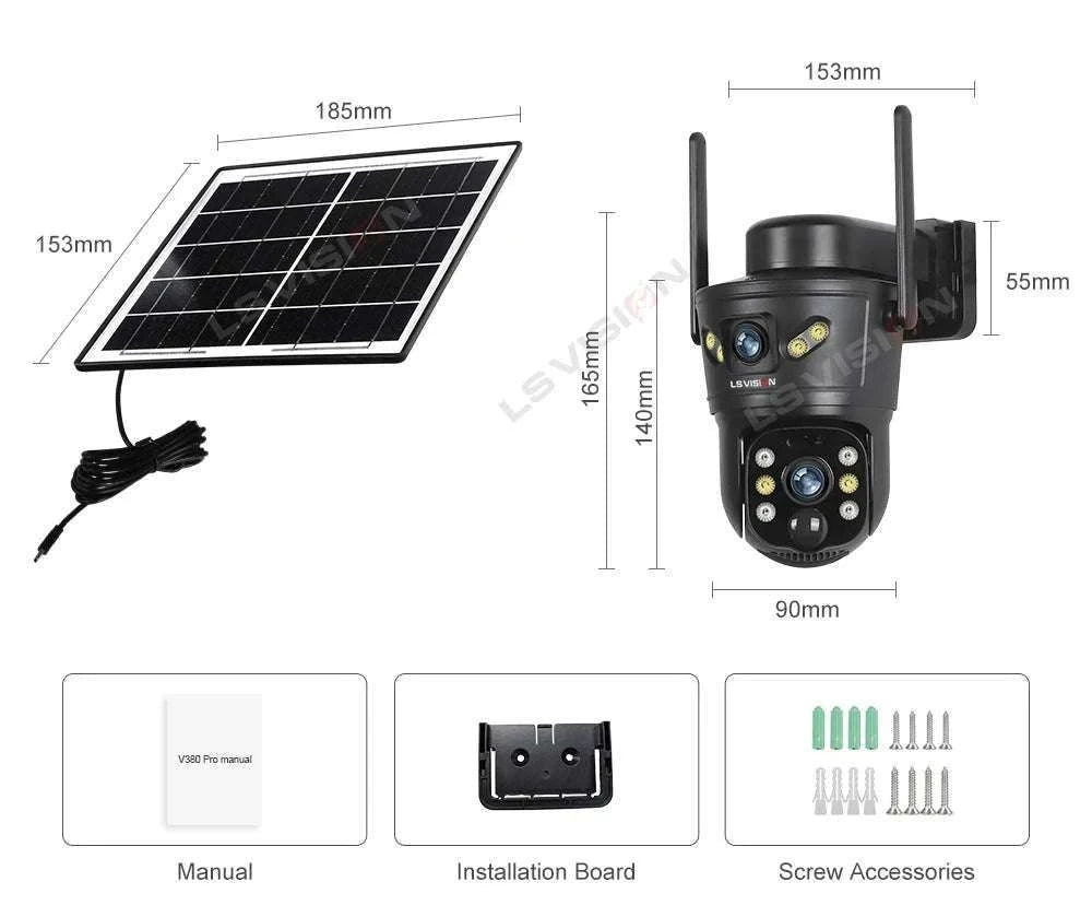 Solar Security Camera 8MP Dual Lens 4G/WiFi PTZ with Night Vision-4G Cam Add 128G / China Mainland