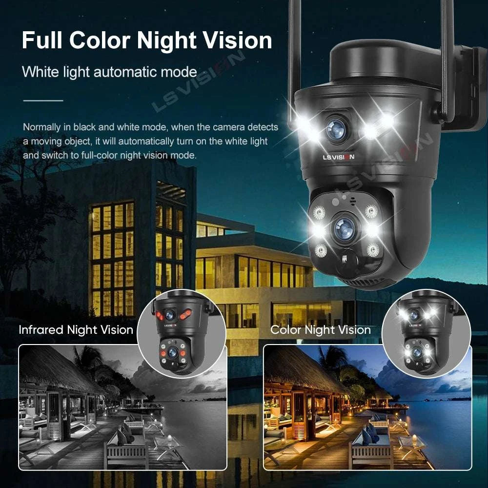 Solar Security Camera 8MP Dual Lens 4G/WiFi PTZ with Night Vision-4G Cam Add 128G / China Mainland