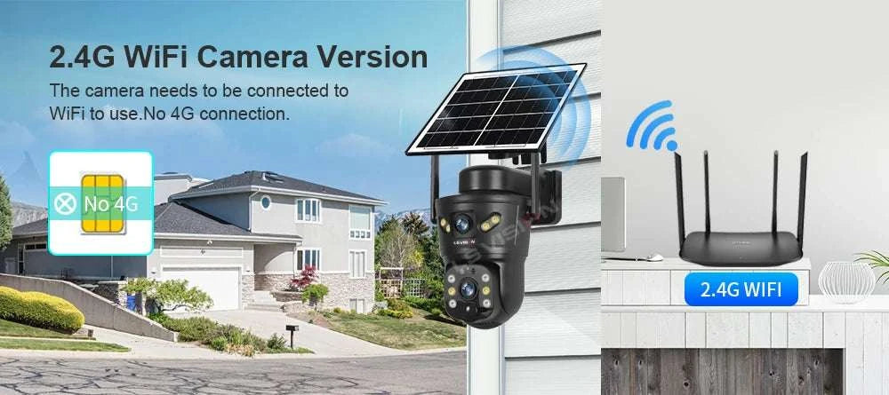 Solar Security Camera 8MP Dual Lens 4G/WiFi PTZ with Night Vision-4G Cam Add 128G / China Mainland