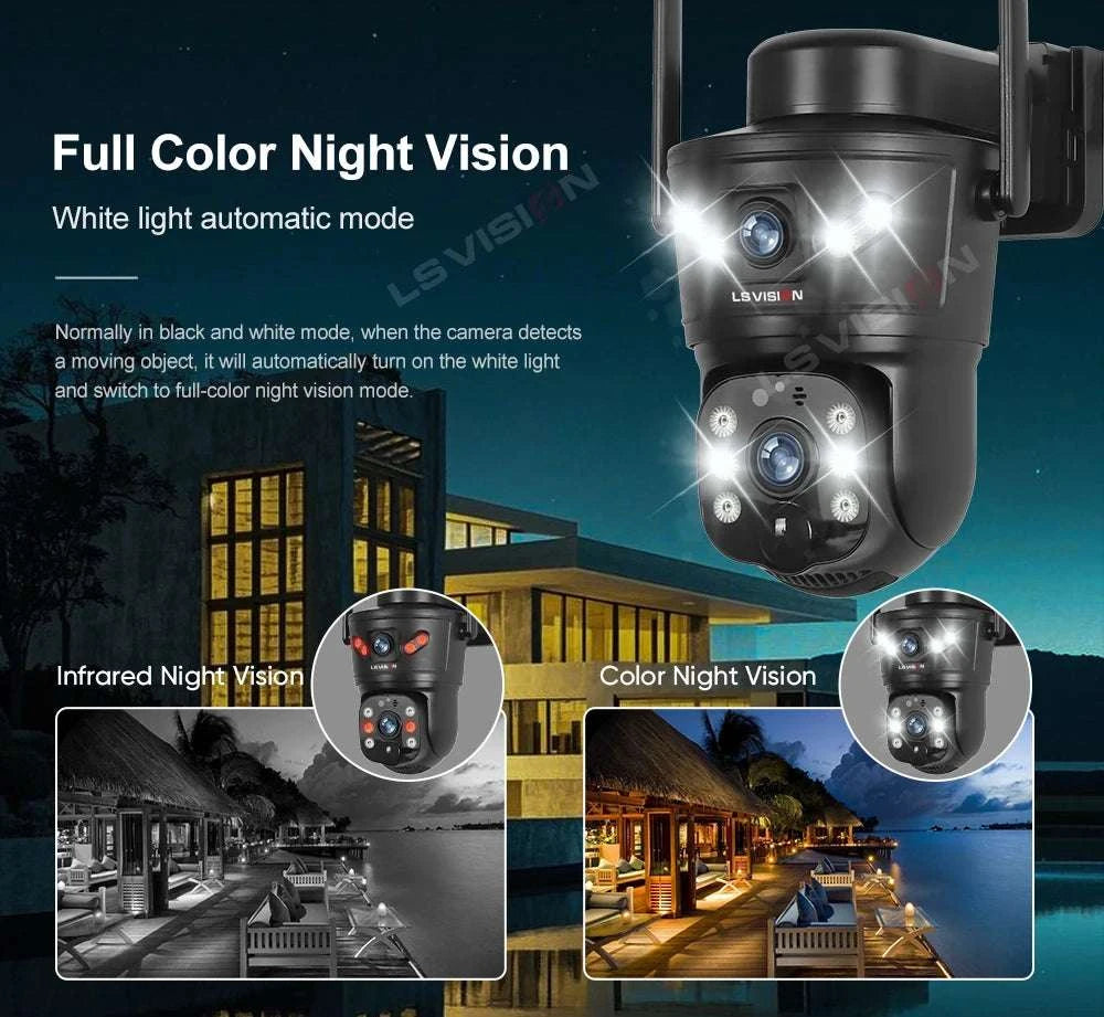 Solar Security Camera 8MP Dual Lens 4G/WiFi PTZ with Night Vision-4G Cam Add 128G / China Mainland