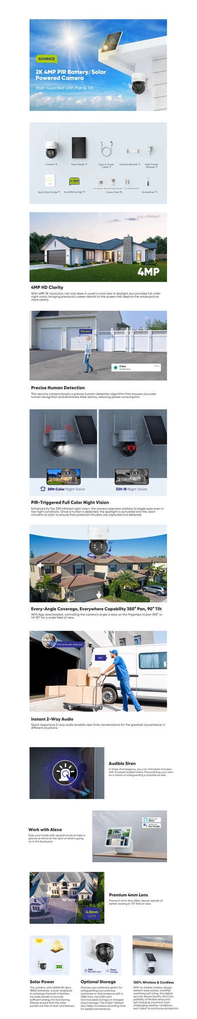 Solar Security Camera – Wireless Solar-Powered Home Surveillance-I81BG / spain