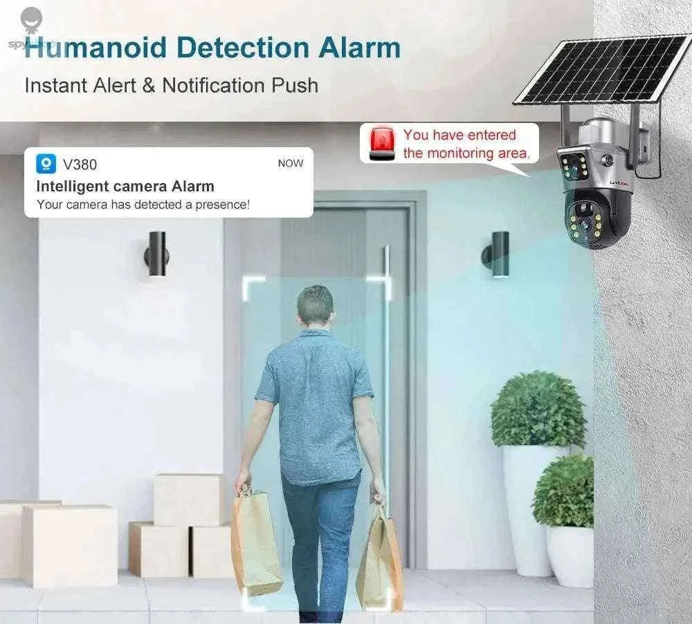 Solar Security Camera with 4G, Dual 4MP Lenses and Color Night Vision-WiFi Cam Add 32G / CHINA