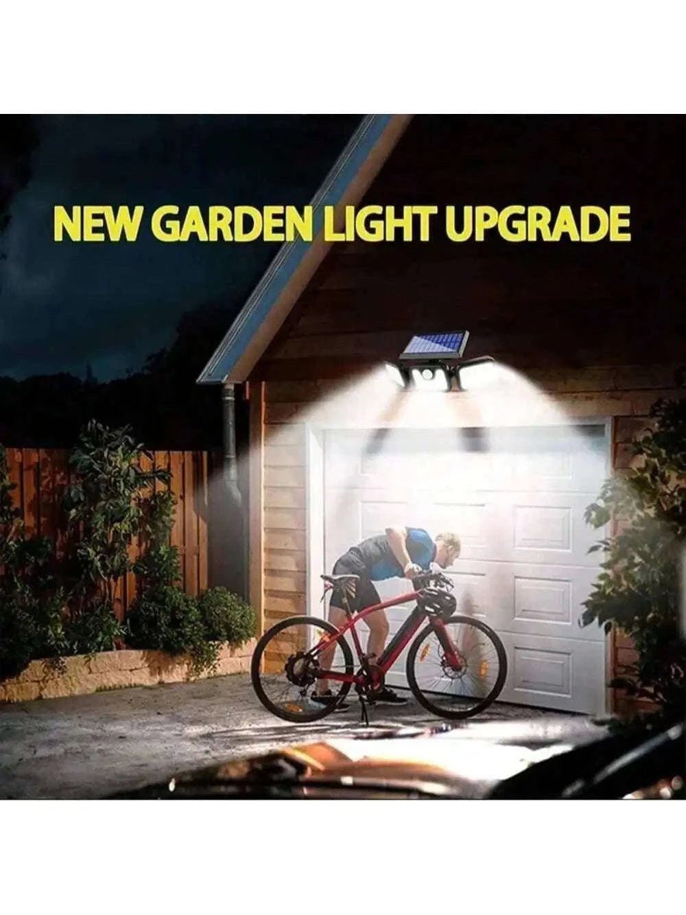 Solar Security Lights Outdoor with 270° Detection, 74 LEDs-2PCS 3 Heads