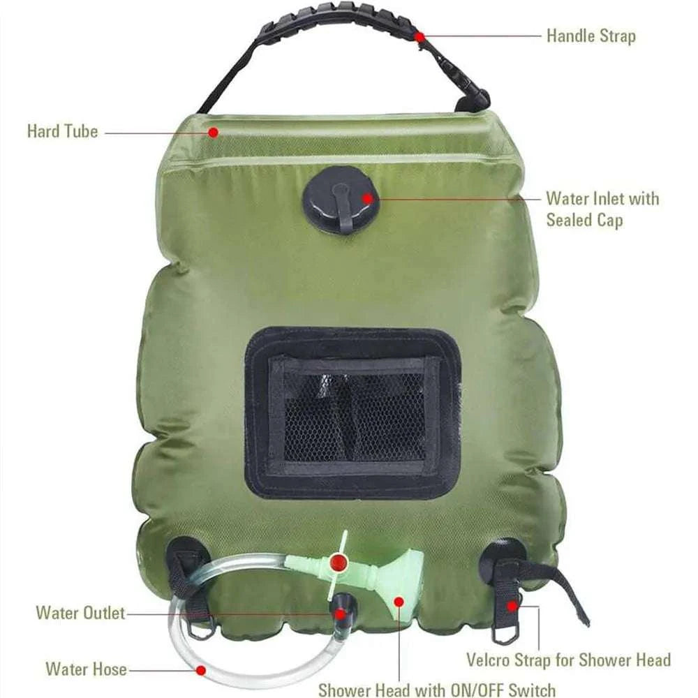 Solar Shower Bag 20L Outdoor Camping Hot Water System-Camouflage