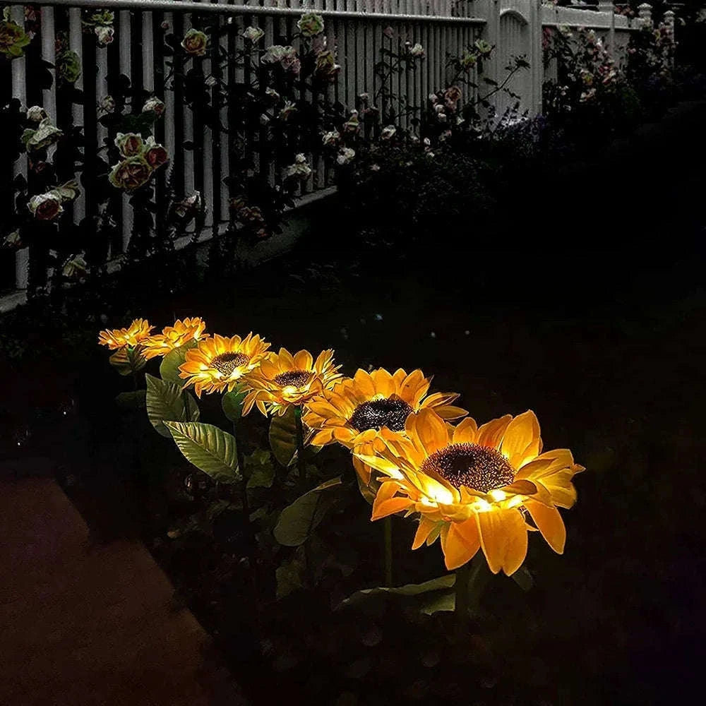 Solar Sunflower Garden Lights for Warm Outdoor Evening Charm-Warm White