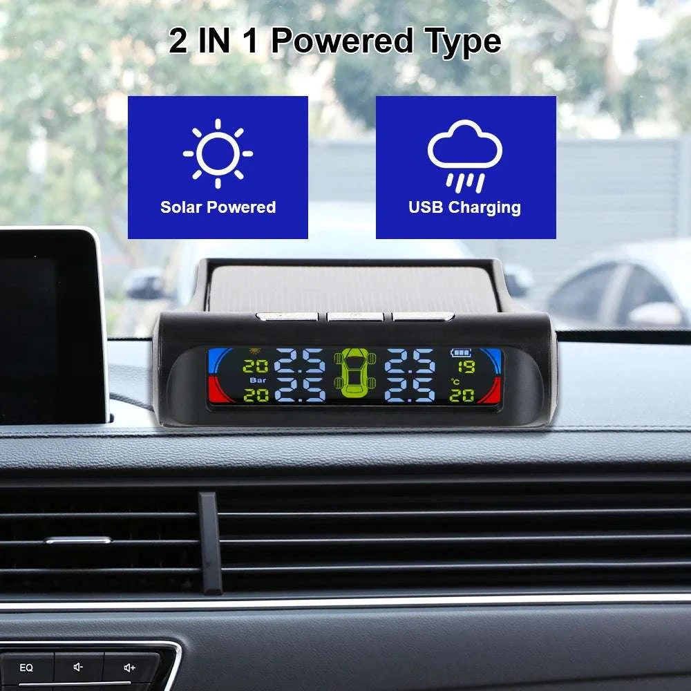 Solar TPMS Tire Pressure Monitoring System with External Sensors-