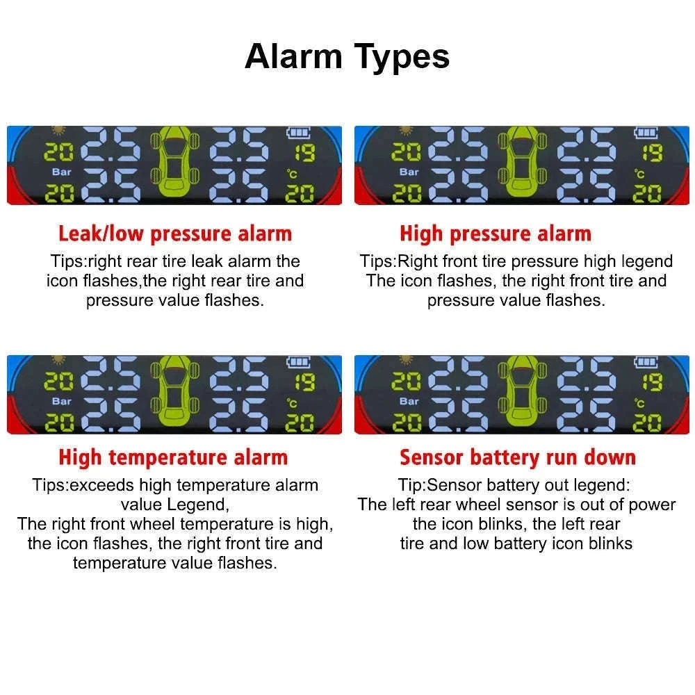 Solar TPMS Tire Pressure Monitoring System with External Sensors-G External