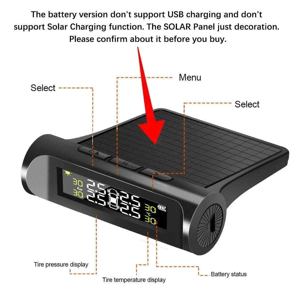 Solar TPMS Tire Pressure Monitoring System with External Sensors-G External