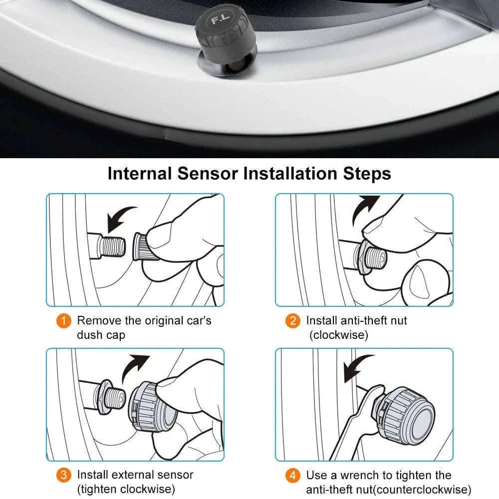 Solar TPMS Tire Pressure Monitoring System with External Sensors-G External