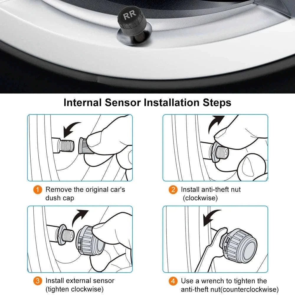 Solar TPMS Tire Pressure Monitoring System with External Sensors-G External