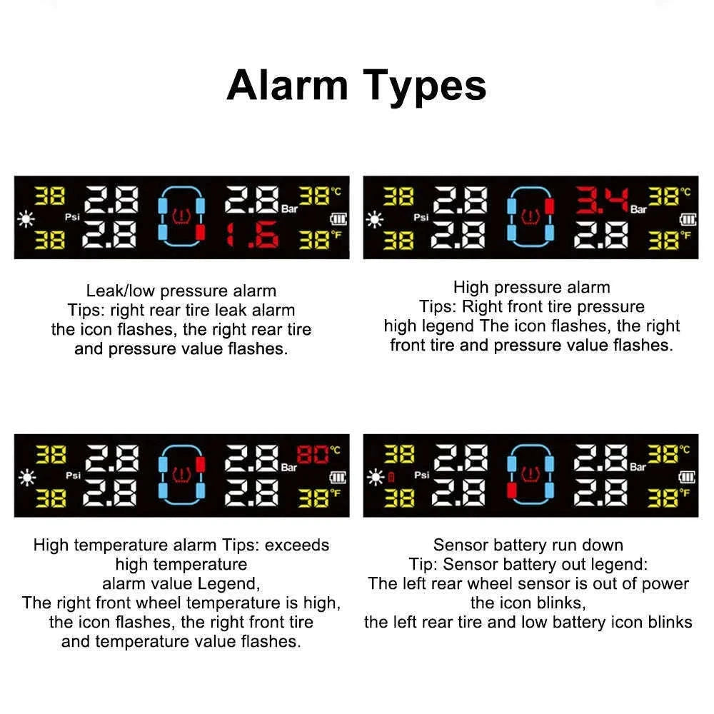 Solar TPMS Tire Pressure Monitoring System with External Sensors-G External