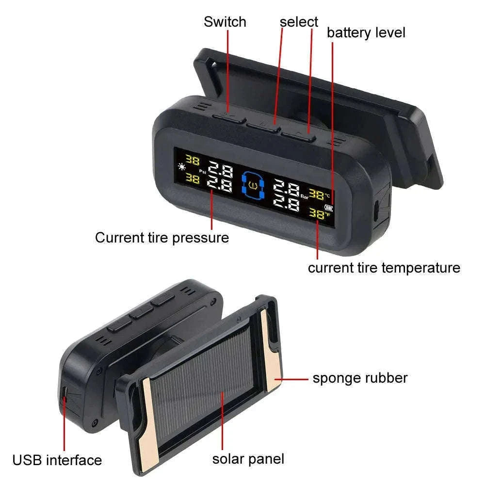 Solar TPMS Tire Pressure Monitoring System with External Sensors-G External