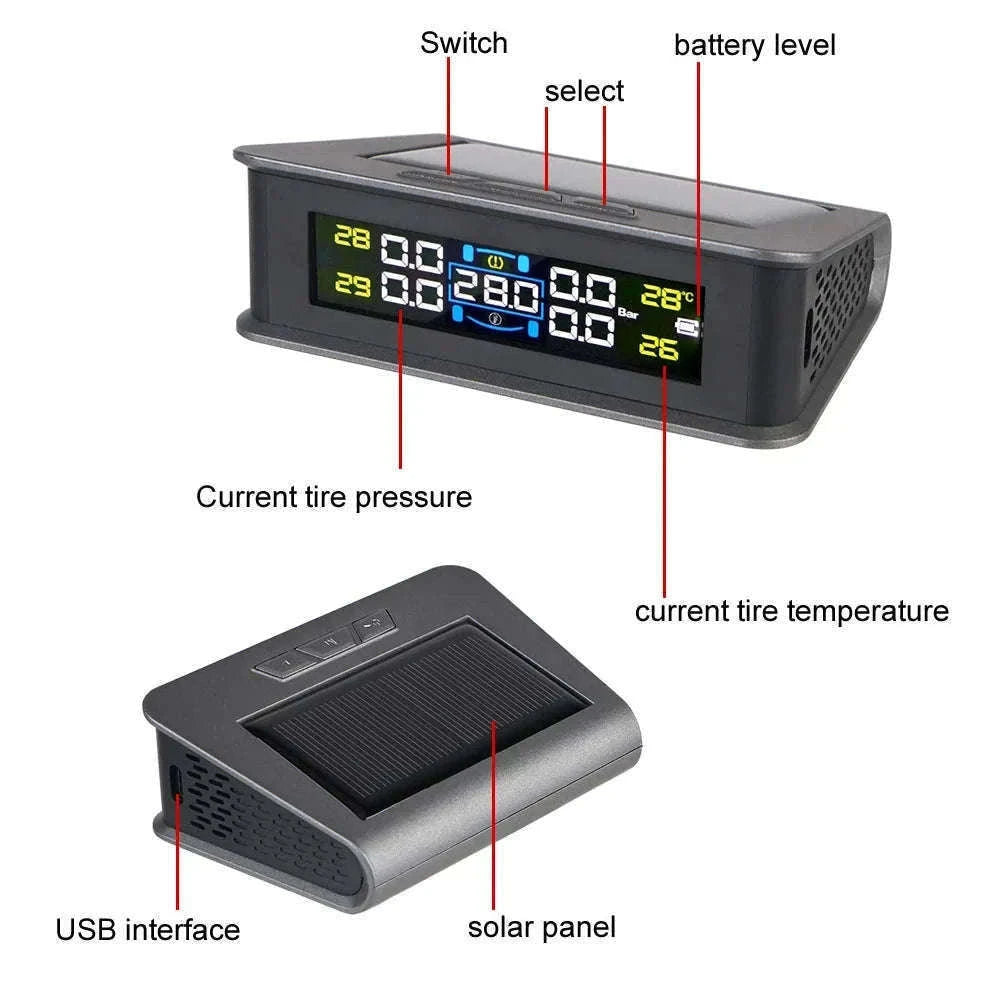Solar TPMS Tire Pressure Monitoring System with External Sensors-G External